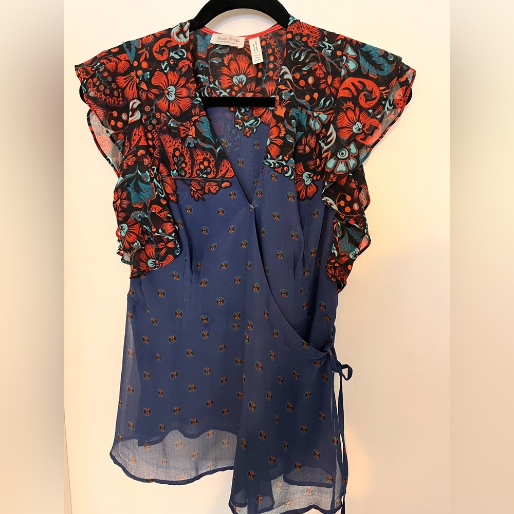 Anthro summer wrap blouse